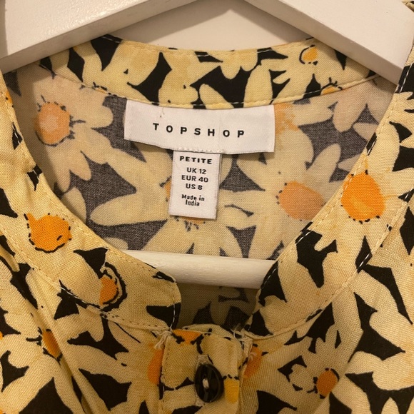 TOPSHOP PETITE YELLOW SUNFLOWER MIDI DRESS - Picture 4 of 4